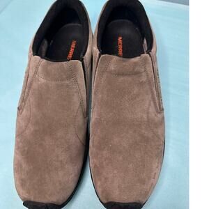 Merrell Jungle Moc slip-on shoes, likely in the Gunsmoke or Taupe colorway 11.5